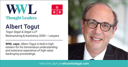 WWL | Thought Leaders | Albert Togut | Togut Segal & Segal LLP | Restructuring & Insolvency 2020 - Lawyers